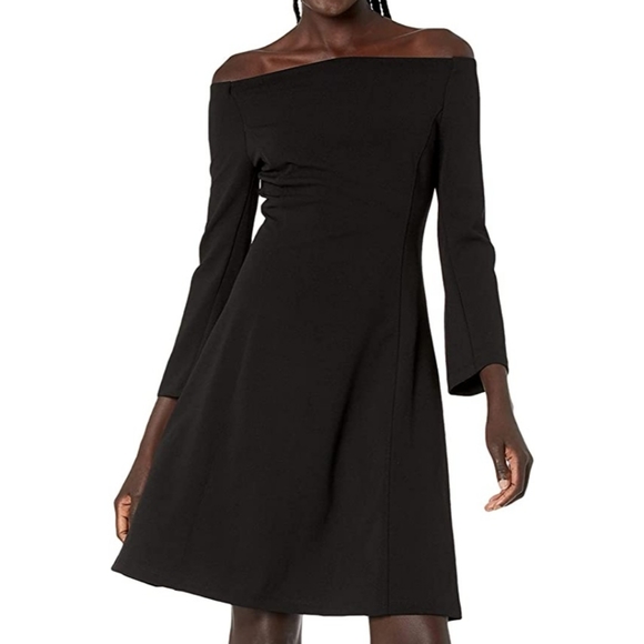 Lark & Ro Women's Long Sleeve Off The Shoulder Fit & Flare Dress - Picture 3 of 12